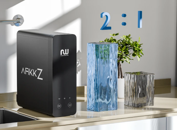 ArkkZ Reverse Osmosis system and its drain ratio: 2 litres of filtered water for every 1 litre of water discharged.