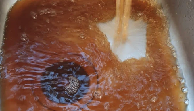 water running brown