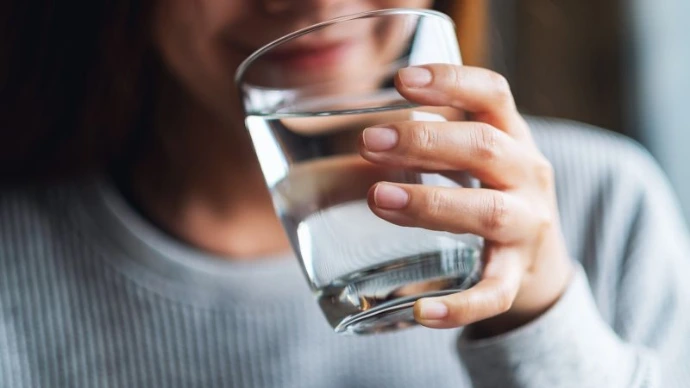 woman drinking water