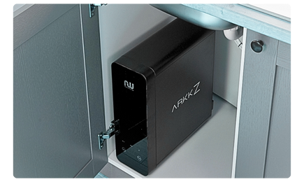 ArkkZ under-sink reverse osmosis filter by Renewell Water fits neatly in Irish and UK kitchens, delivering pure drinking water.