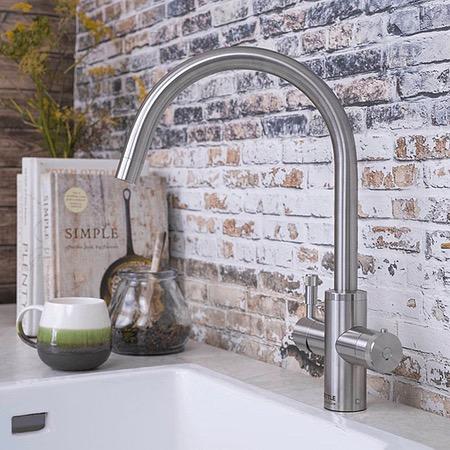 Premium stainless steel QETTLE Signature Modern tap with lifetime guarantee and stylish knurled handles.