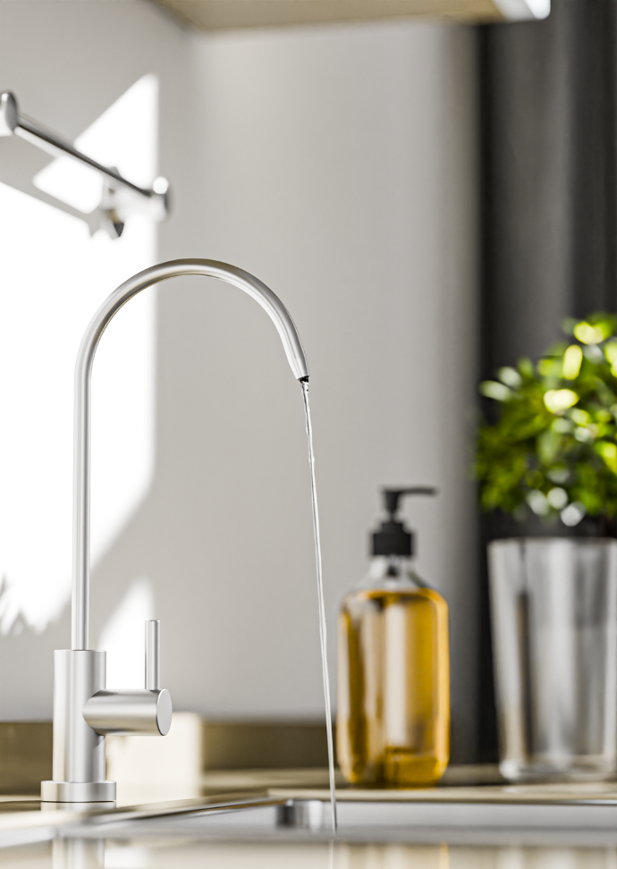 Premium Kitchen Tap with Reverse Osmosis Water Filter Modern kitchen tap paired with ArkkZ drinking water filter for premium filtration in Ireland & UK homes.