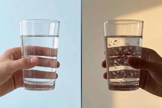 water cups comparison, filtered water, well water
