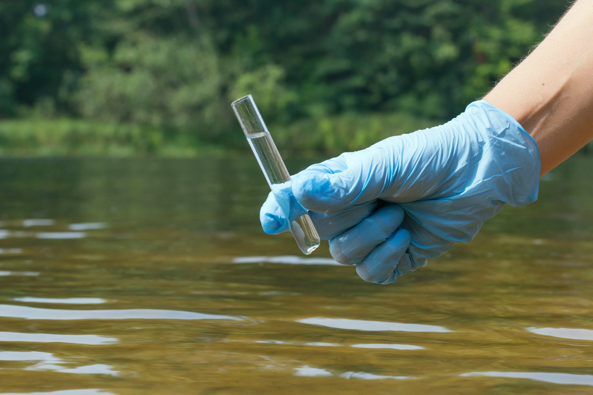 Well water being tested in laboratory, water filter treatment