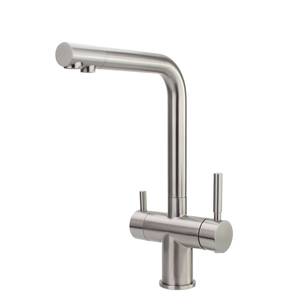 New Doolin Tri Flow Kitchen Tap – Corrosion-Resistant Solid Brass Tap | Dual Lever | Filter Compatible | Reverse Osmosis Ready | High-Arc Swivel Spout