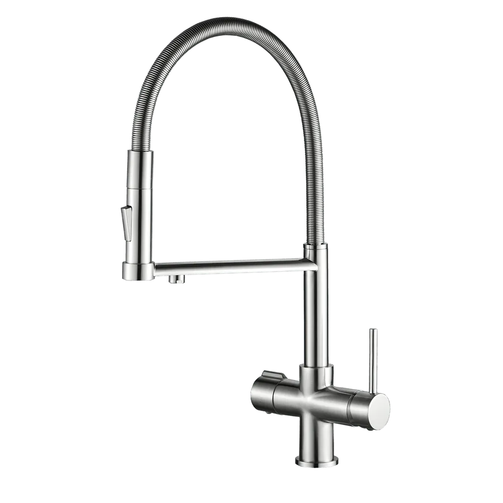 [YZ2002-WD CR] Rio 4-in-1 Kitchen Tap CHROME | Dual Lever Tap | Filter & Hydrogen Water Compatible | Pull-Down | 360° Swivel Spout